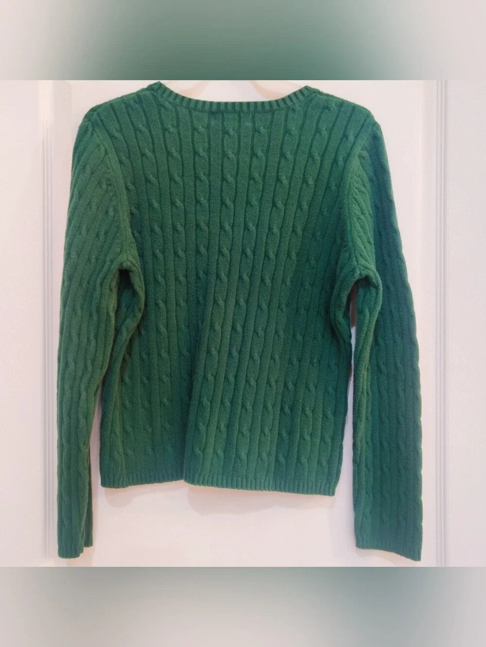 St. John's Bay Sweater Classic Cable Petite Large Green